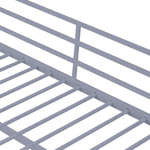 White Twin Metal Loft Bed with Safety Guard Rails R8422