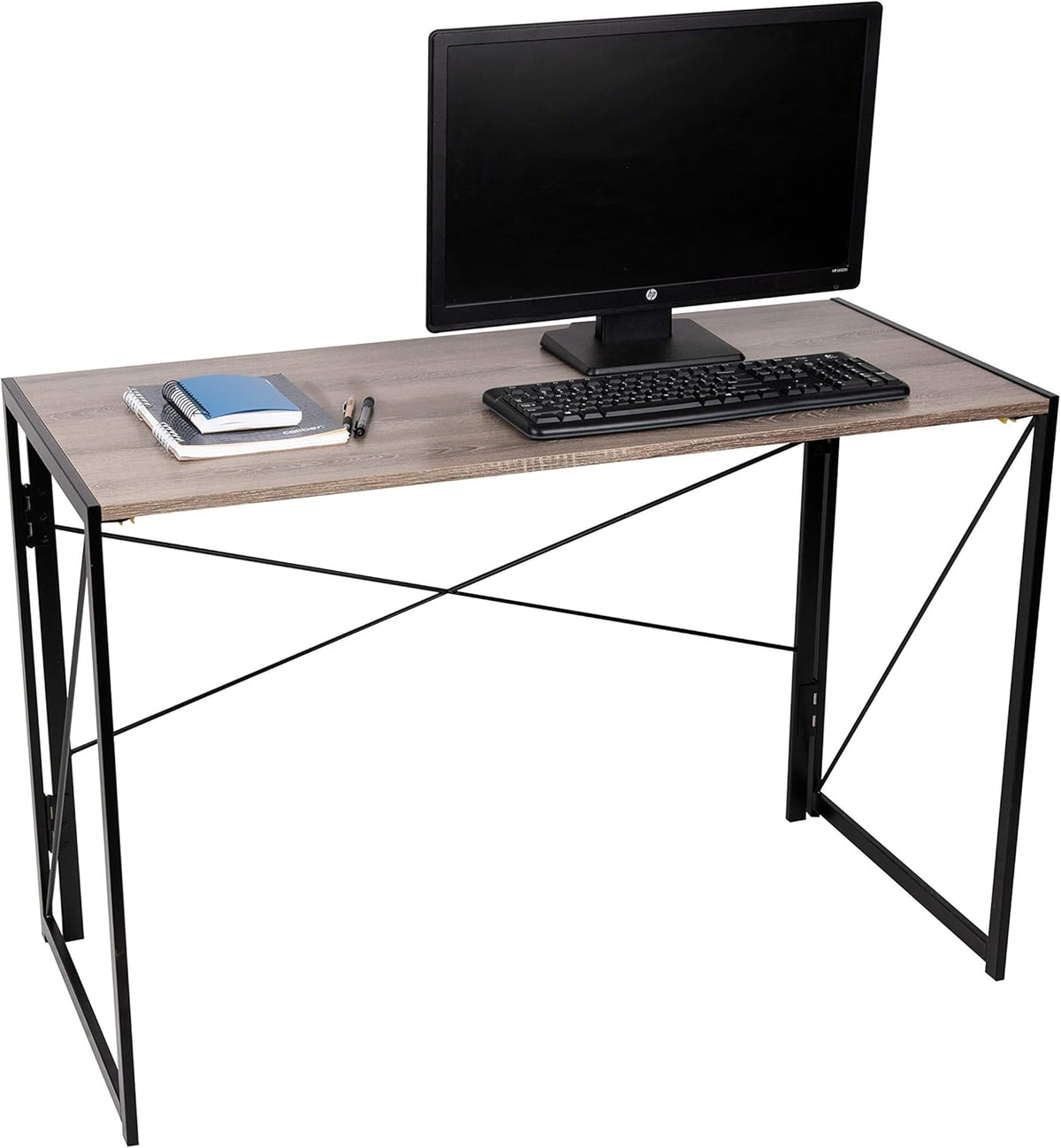 Black Collapsible Rustic Desk, 42 Inch, Pack of 2 L74391