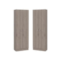 2 Piece Wood Two-Door Pantry Cabinet Set in Light Gray N717561