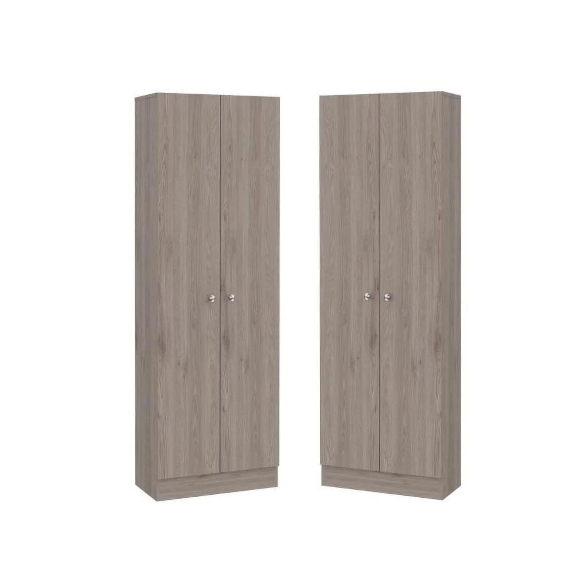 2 Piece Wood Two-Door Pantry Cabinet Set in Light Gray N717561