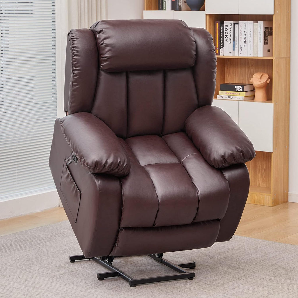 Dark Gray Plush Fabric Electric Power Lift Recliner Chair with Massage and Heat F75626