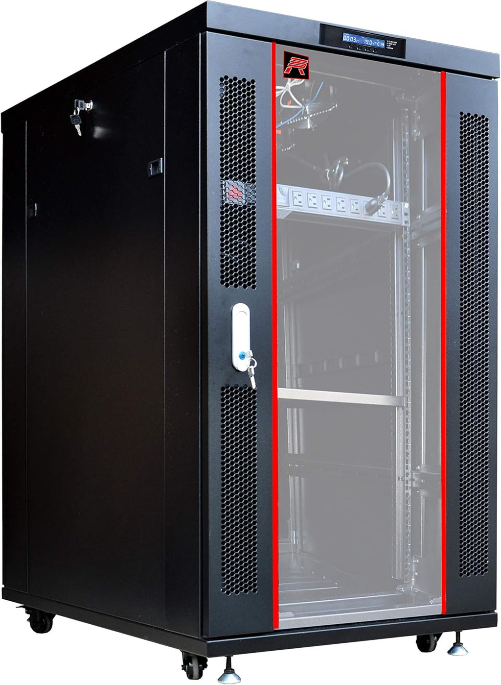 18U Server Rack Network Enclosure 39 inch Deep Data Cabinet on Wheels O121