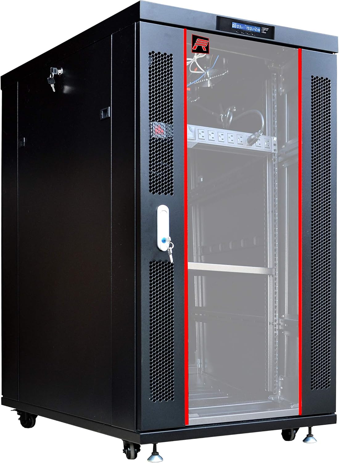 18U Server Rack Network Enclosure 39 inch Deep Data Cabinet on Wheels O121