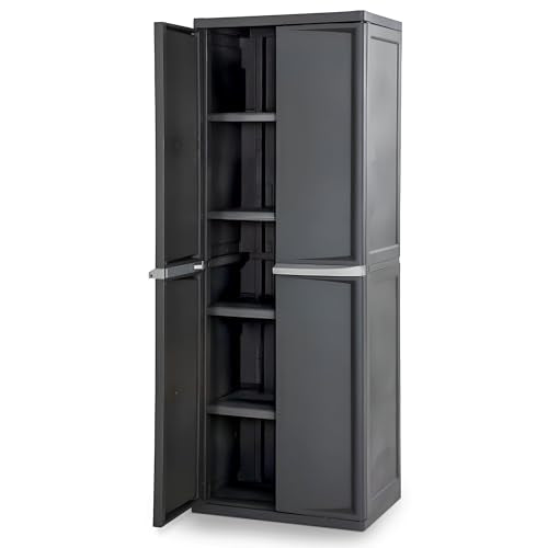 4 Shelf Lockable Plastic Storage Cabinet E122005