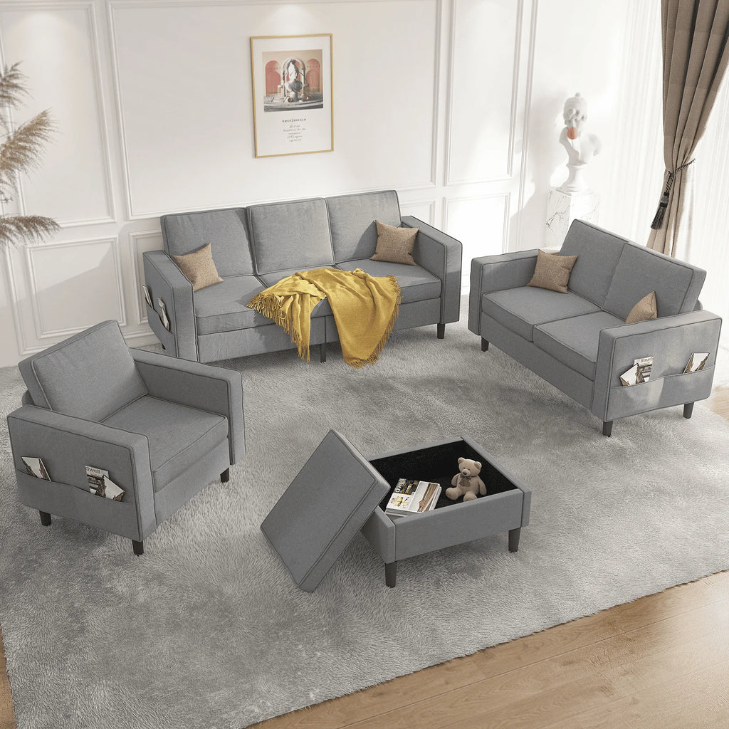 Convertible Sectional Sofa Couch with Storage Ottoman I79723