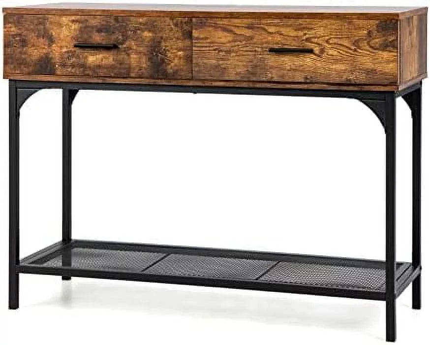 Brown Console Table with Storage Drawers Y986051