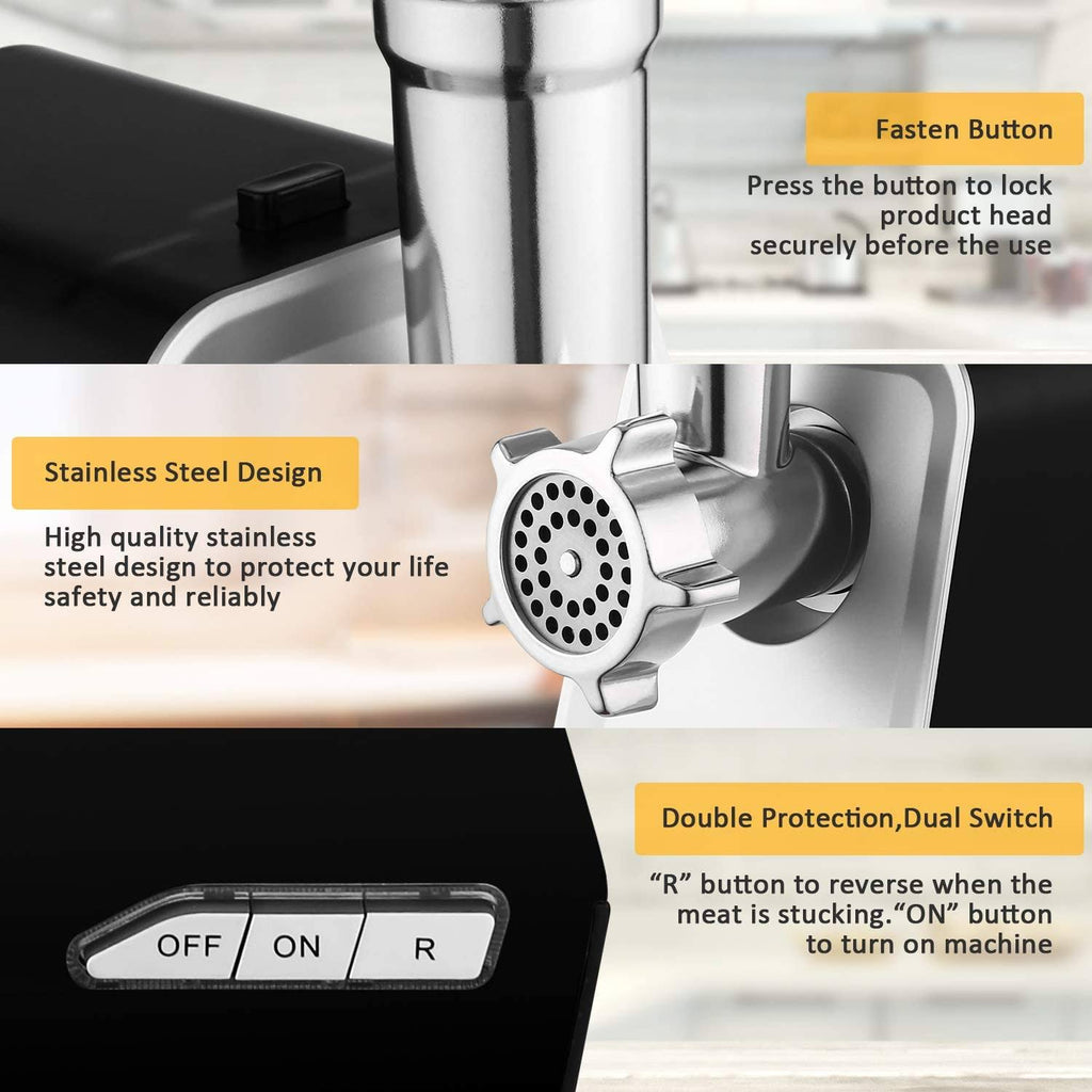 2000W Stainless Steel Electric Meat Grinder with 3 Grinding Plates N40897