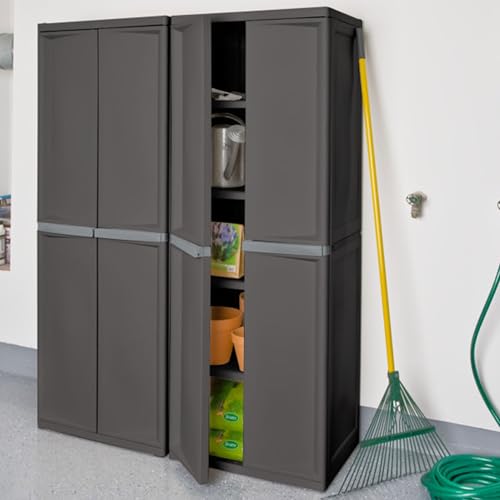 4 Shelf Lockable Plastic Storage Cabinet E122005