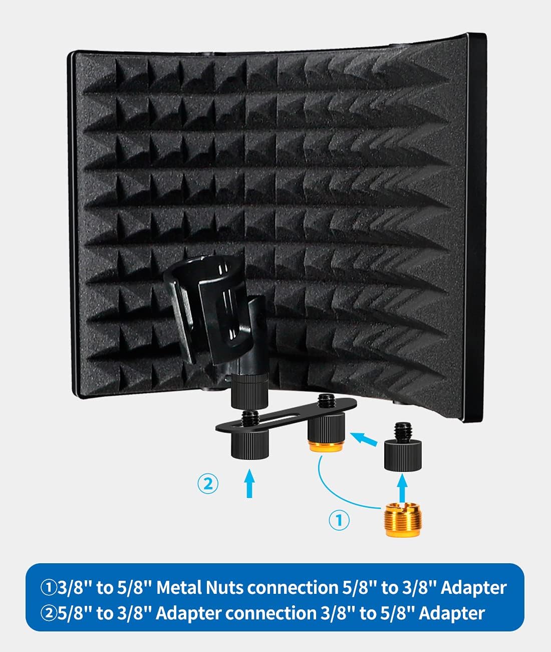 Microphone Isolation Shield Kit with Microphone Arm Boom Stand Absorbent Foam Z11009