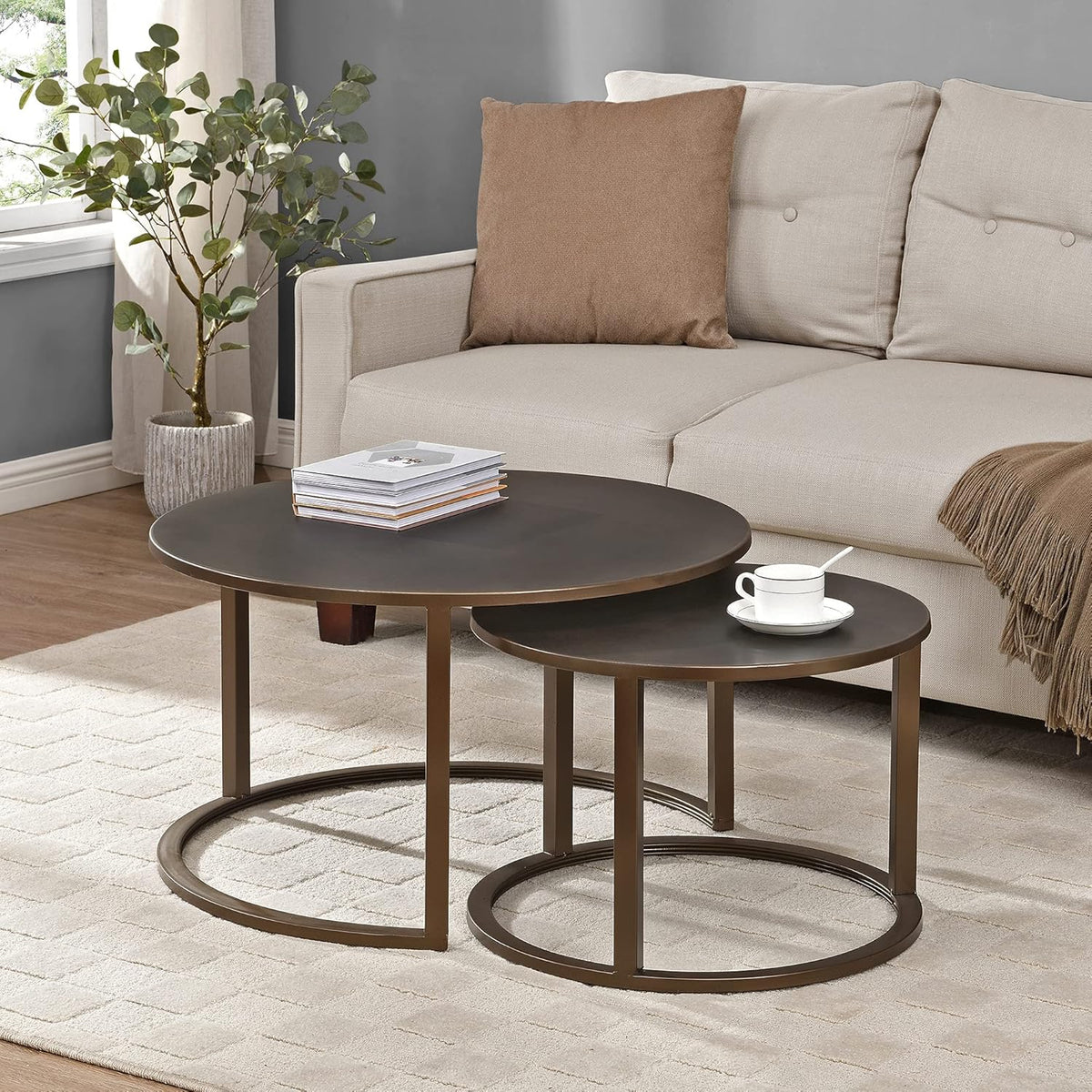 Silver Nesting Coffee Table 2-Piece Set J292375