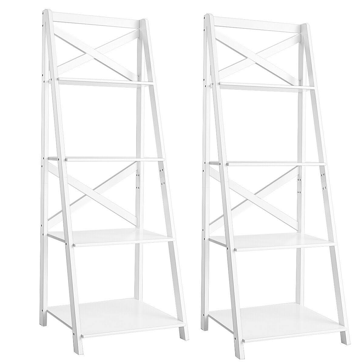 White 4-Tier Wood Display Storage Bookshelf L3426