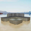 Gray Poly Rattan 6 Piece Corner Sofa Set with Coffee Table Y945211
