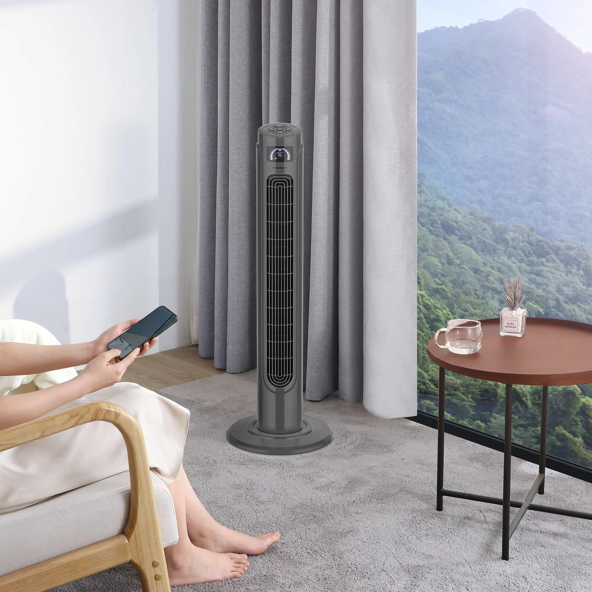 36 Tower Fan with Remote, 3 Speeds 3 Modes 15H Timer, 90° Oscillating, Grey W262018