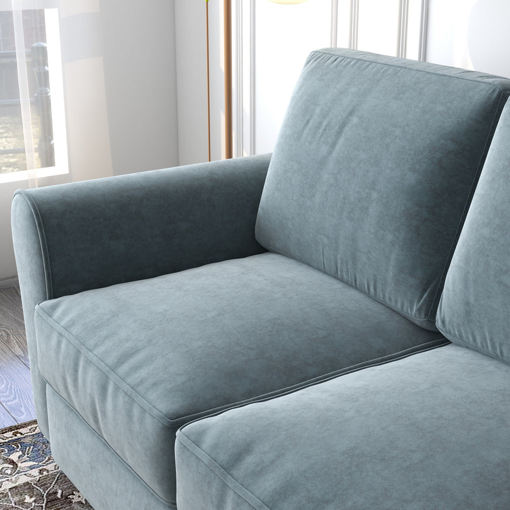Grey Upholstered Loveseat Sofa with Solid Wood Frame Legs L517