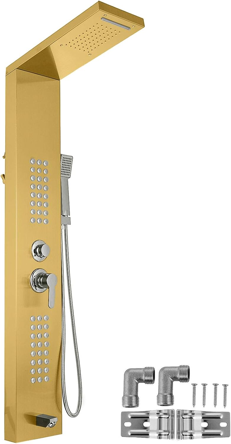 5 in1 Stainless Steel Shower Panel with Rainfall Hand Shower Y2810
