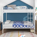 Twin-Over-Twin Bunk Bed with Metal Frame and Ladder White A93265