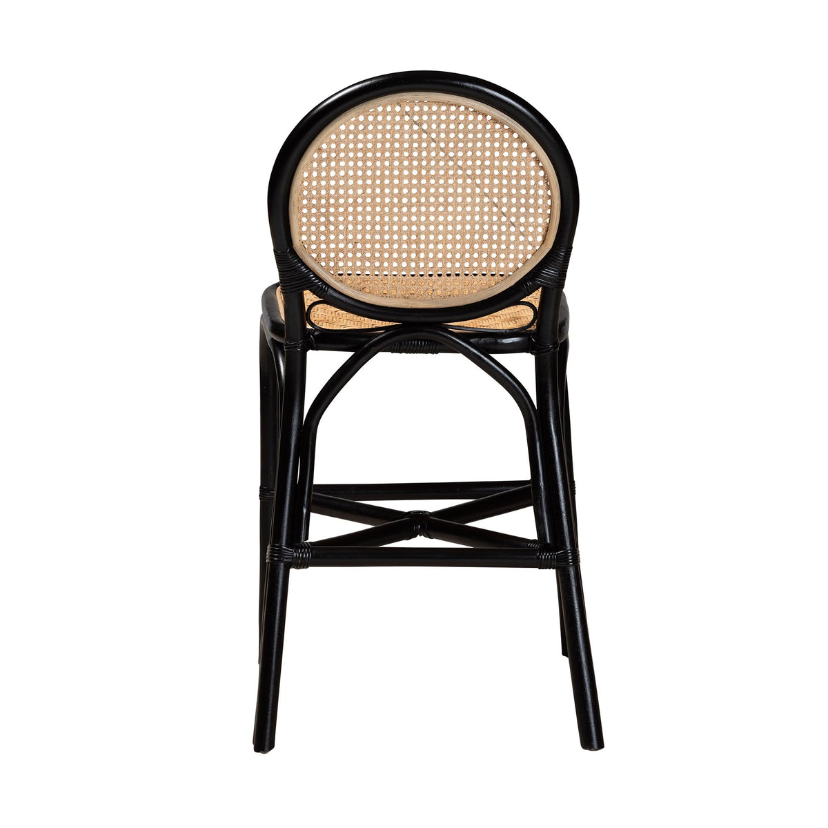 Two-Tone Black and Natural Brown Rattan Counter Stool L2587