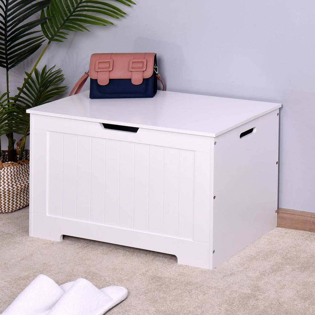 White Lift Top Storage Bench with Safety Hinge R1192