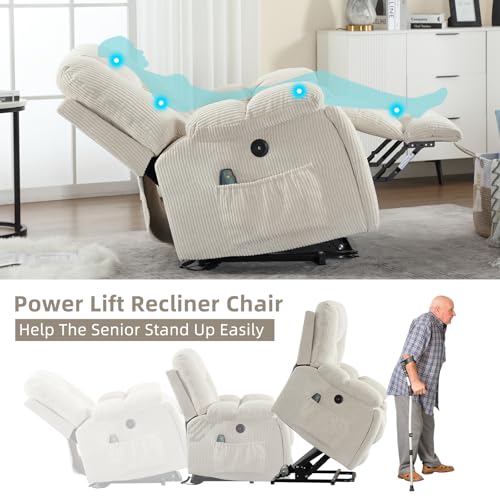 Large Power Lift Recliner Chair with Massage Heat and USB, Gray T94631