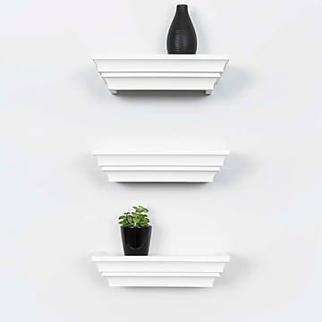 White 12-Inch Wall Ledge & Shelf Set 3 T259055
