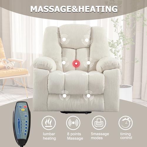 Large Power Lift Recliner Chair with Massage Heat and USB, Gray T94631