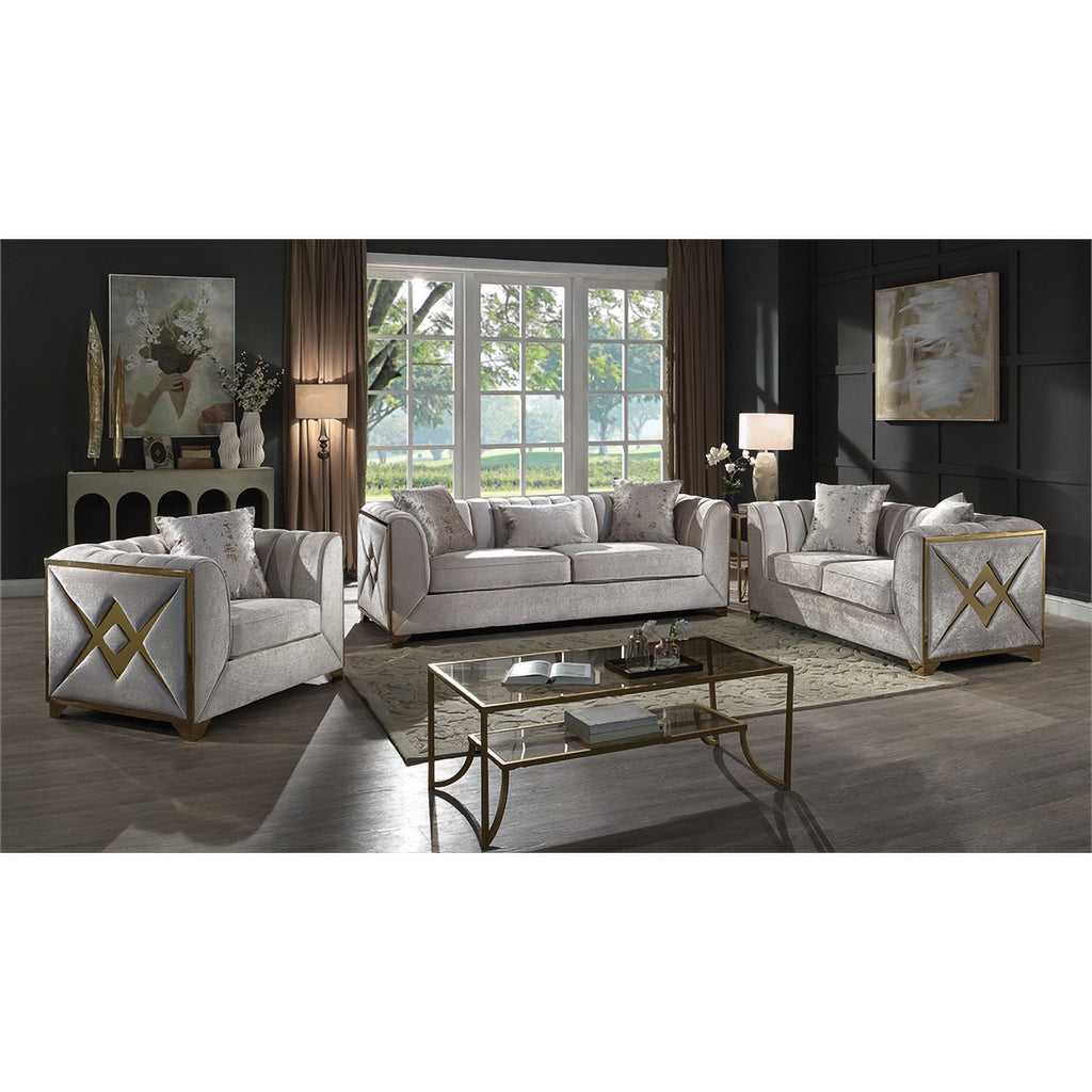 3 PC Living Room Set Made with Wood in Cream Color H610725