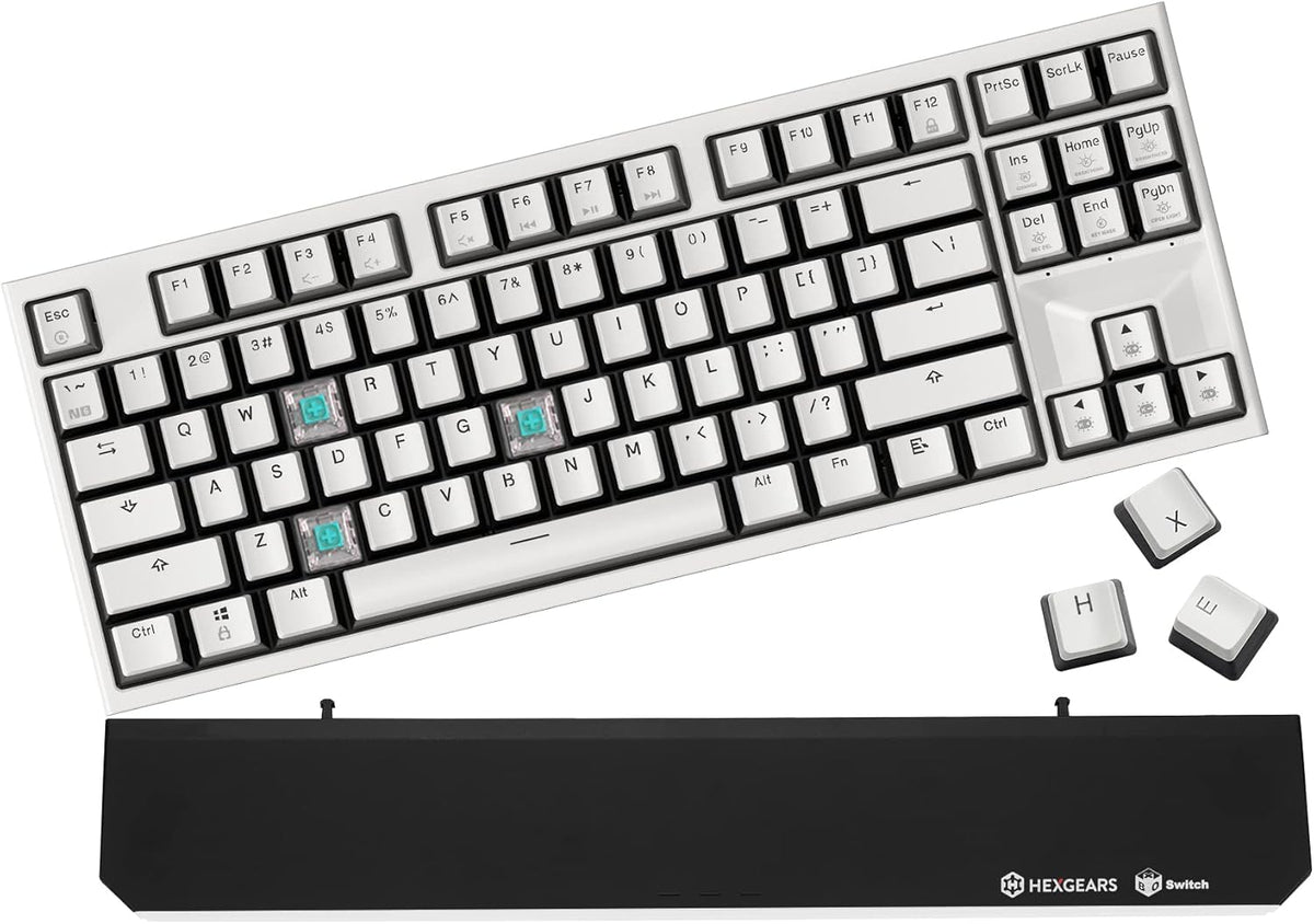 Wireless Mechanical Keyboard with Blue Kailh Box Switches, Tenkeyless Compact 87-Key Keyboard with Wrist Rest C394346