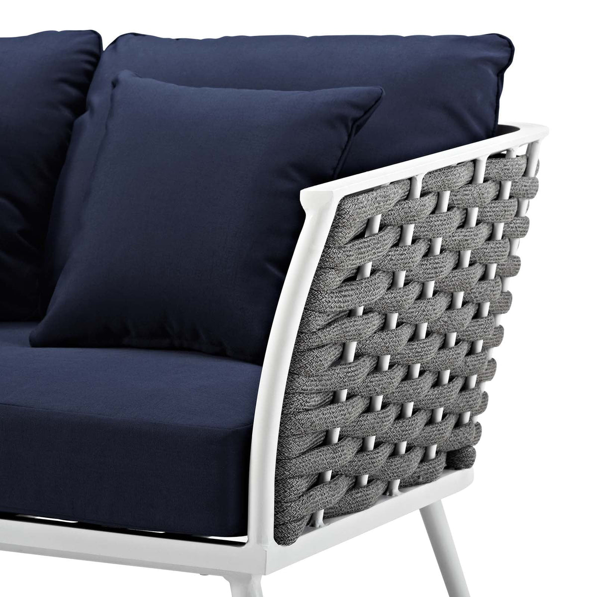 Navy Blue White Fabric Aluminum Sofa N5604