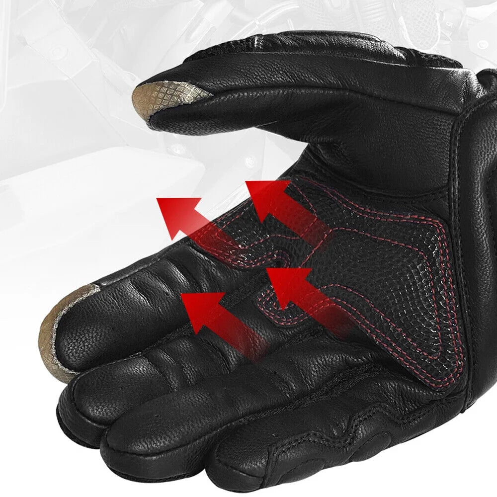 Leather Motorcycle Full Finger Touchscreen Riding Gloves Z47105