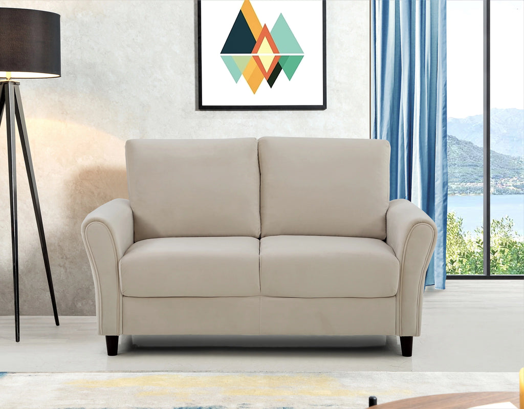 Ivory Velvet Sofa and Loveseat P687