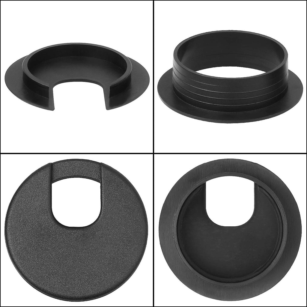 2 Desk Grommet Black, 30PACK Wire Cable Hole Cover PC Computer Desk Plastic Grommet Cord, Tidy Cable Wire Grommet for Office PC Computer Desk Cord Management, (50mm Mounting Hole Diameter) Pack of 2 R371