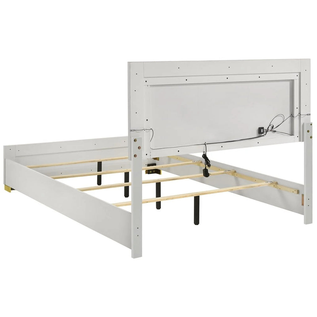 4-piece Contemporary Wood Eastern King Bedroom Set White and Gold N304