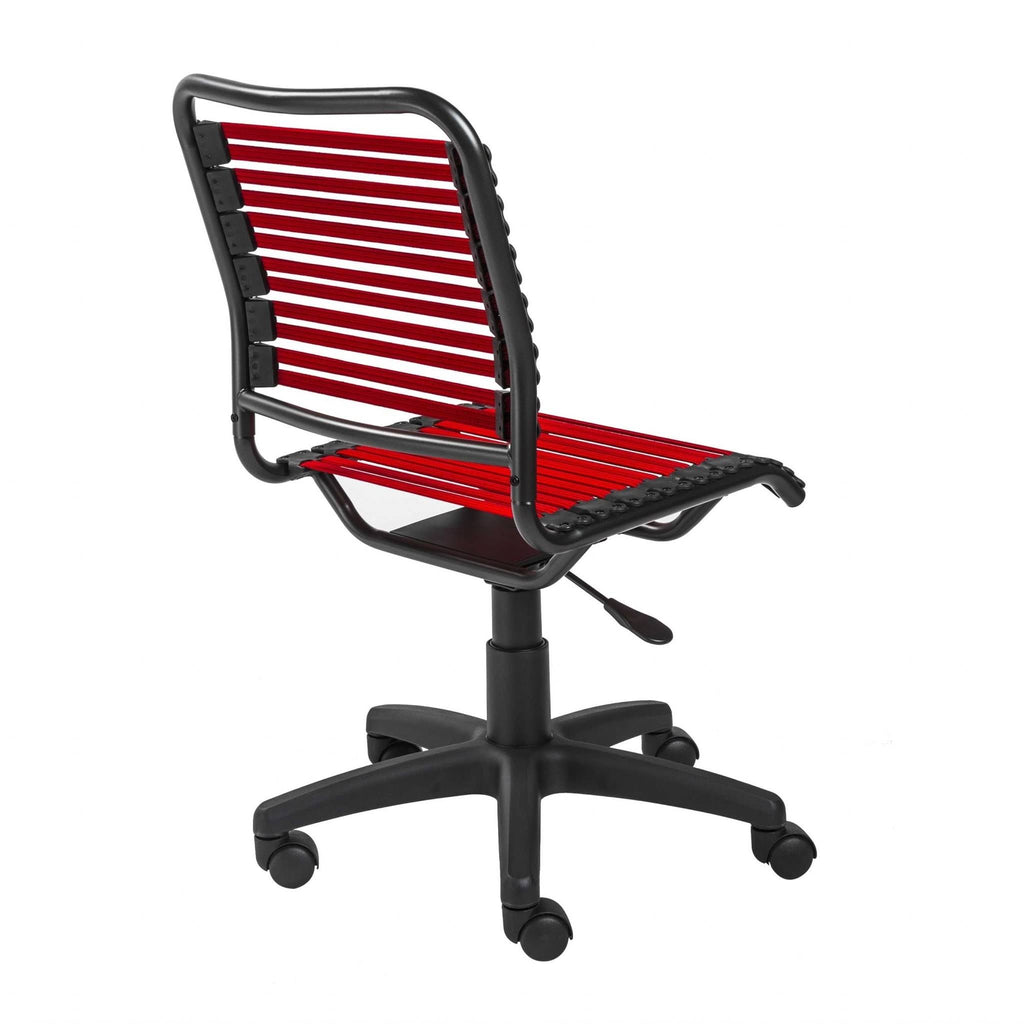 Red Flat Bungie Cords Low Back Office Chair with Graphite Black Frame and Base M4931