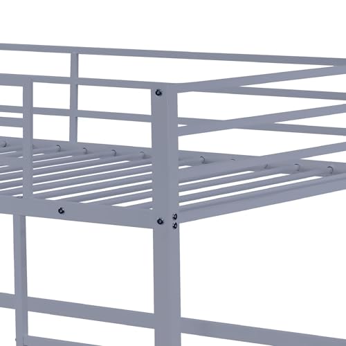 White Twin Metal Loft Bed with Safety Guard Rails R8422