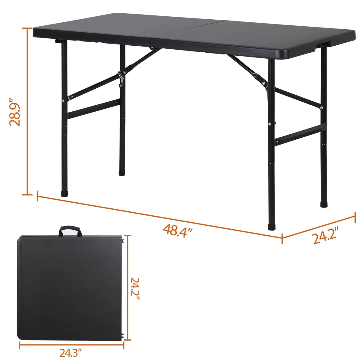4 Ft Black Folding Plastic Table O6709