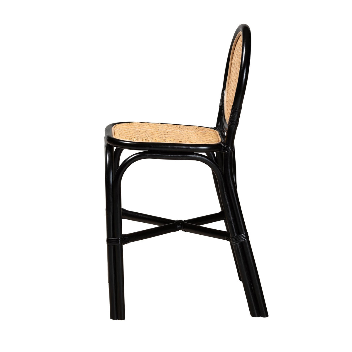 Two-Tone Black and Natural Brown Rattan Counter Stool L2587