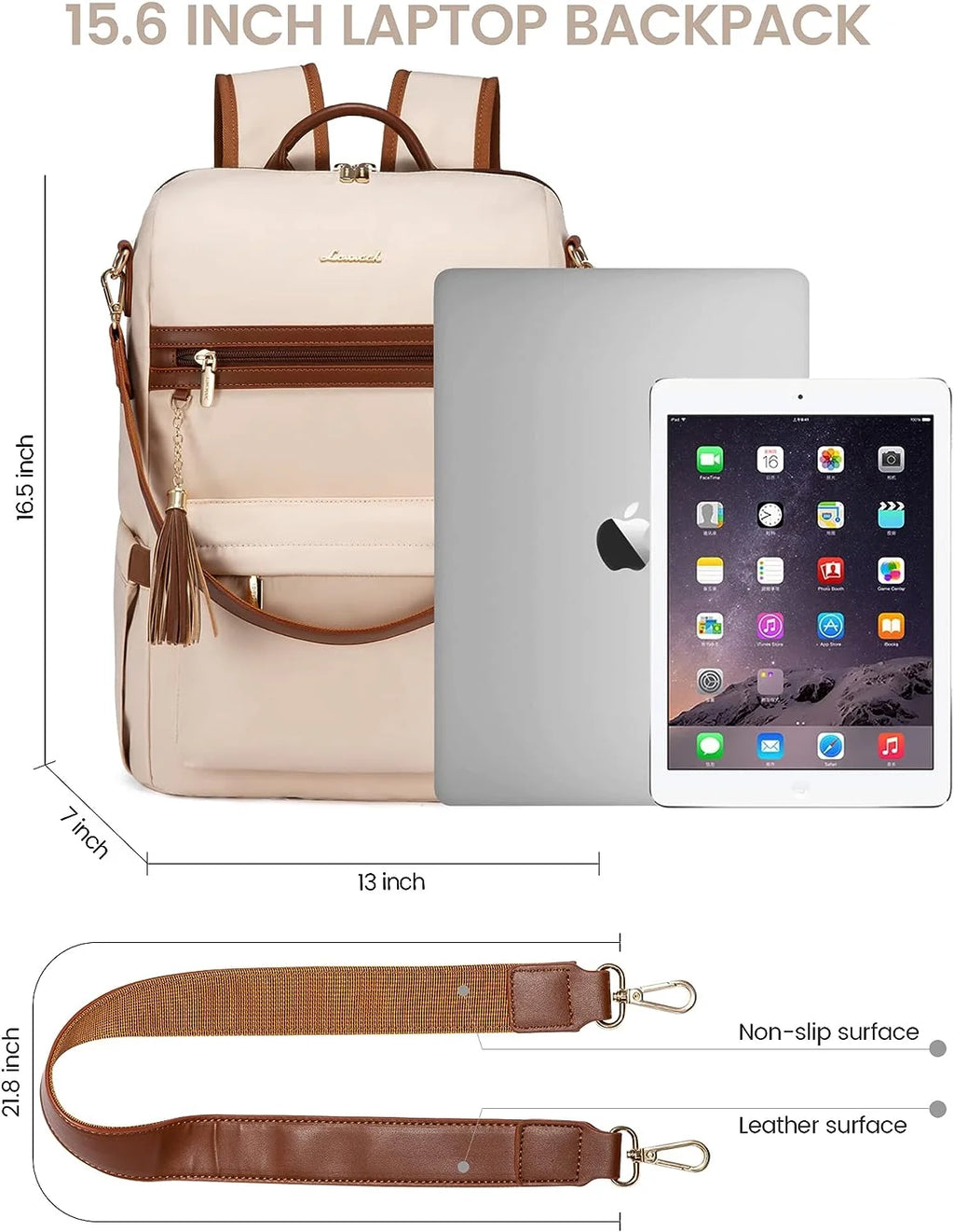 15.6" Laptop Backpack with USB Port Convertible Daypack N2149