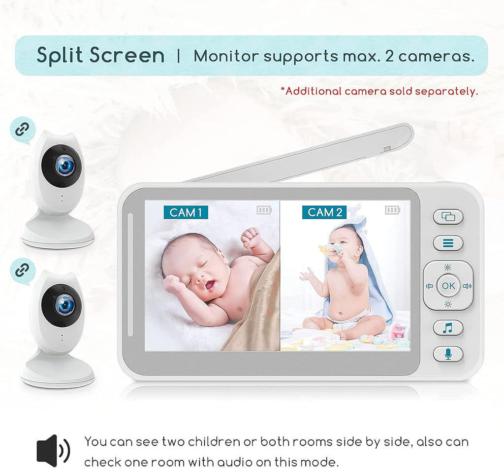 White 4.3 inch LCD Video Baby Monitor with Camera and Audio J4135