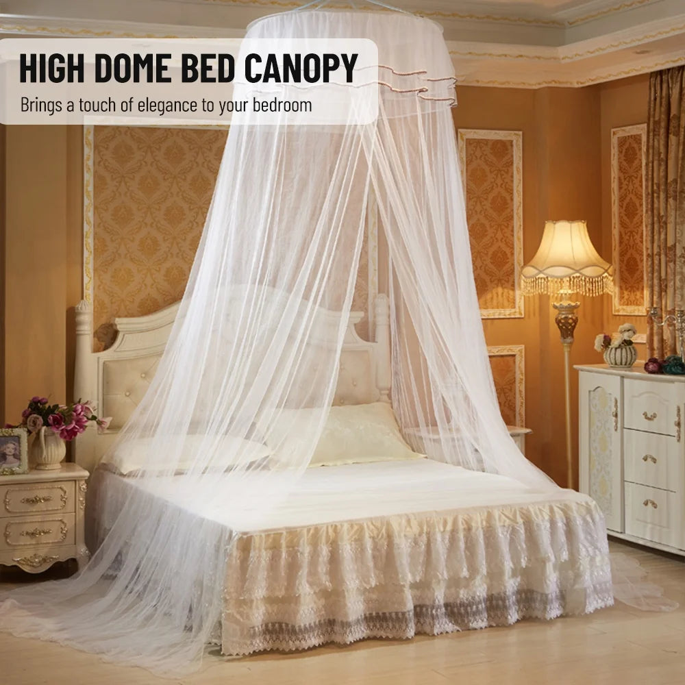 White Dome Bed Canopy Fine Mesh Net Lace Curtain X425