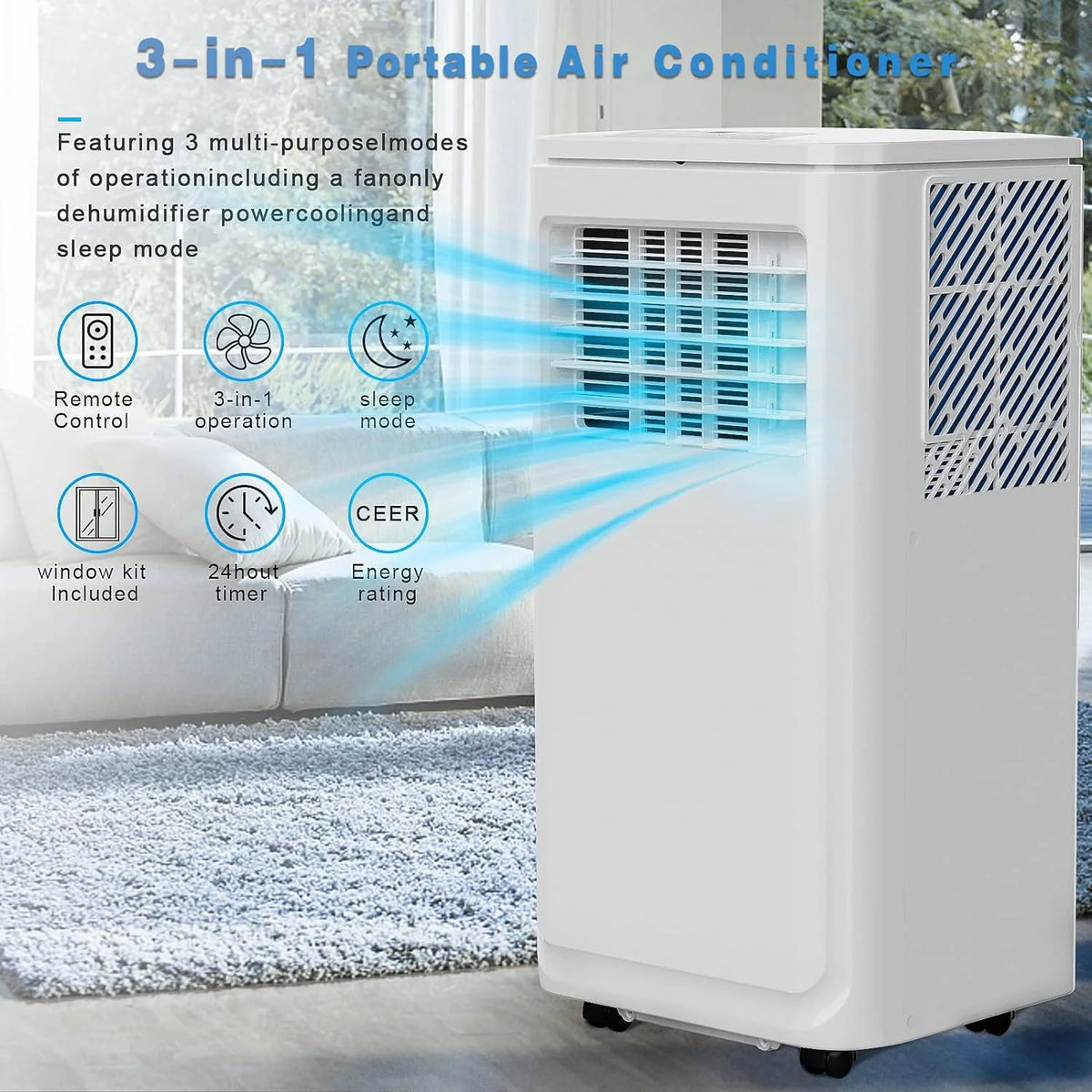 10000 BTU Portable Indoor Air Conditioner with Remote Control A255851
