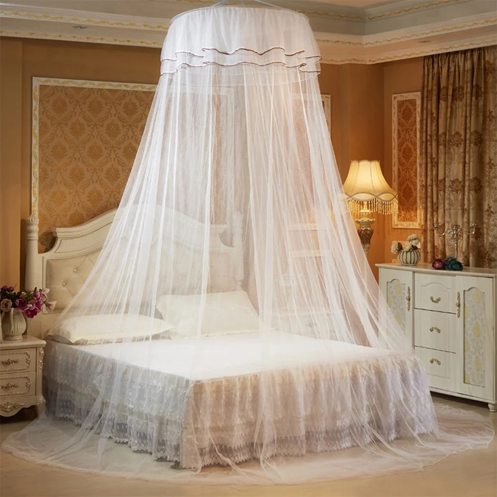 White Dome Bed Canopy Fine Mesh Net Lace Curtain X425