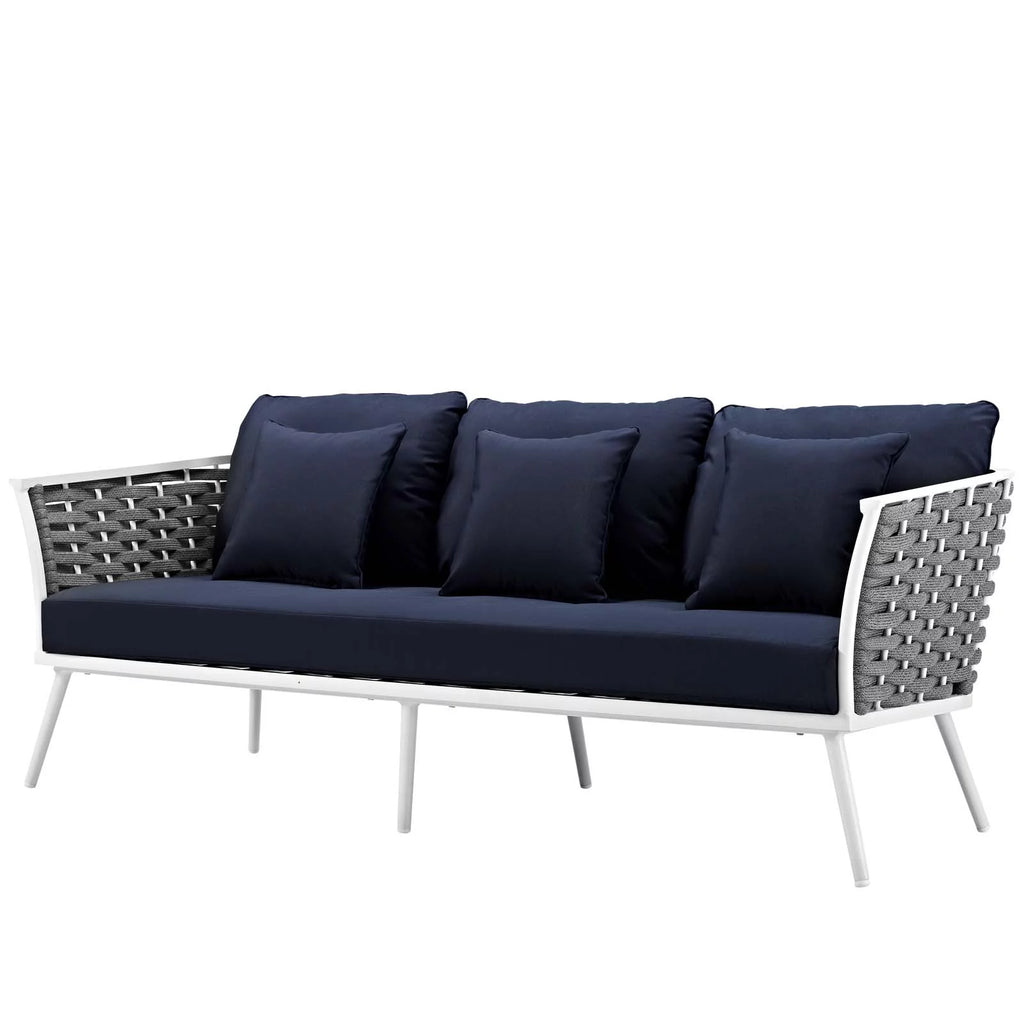 Navy Blue White Fabric Aluminum Sofa N5604