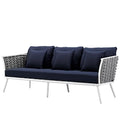 Navy Blue White Fabric Aluminum Sofa N5604