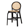 Two-Tone Black and Natural Brown Rattan Counter Stool L2587