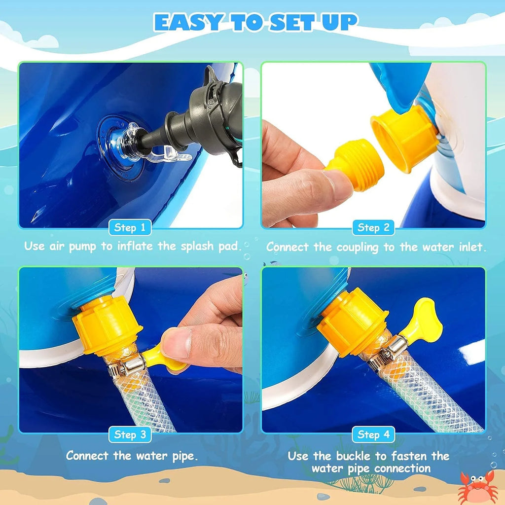 Blue Inflatable Swimming Pool with Dolphin Sprinklers A8412