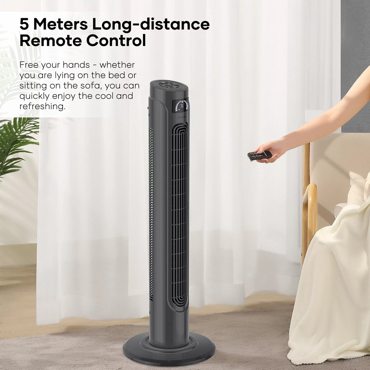 36 Tower Fan with Remote, 3 Speeds 3 Modes 15H Timer, 90° Oscillating, Grey W262018