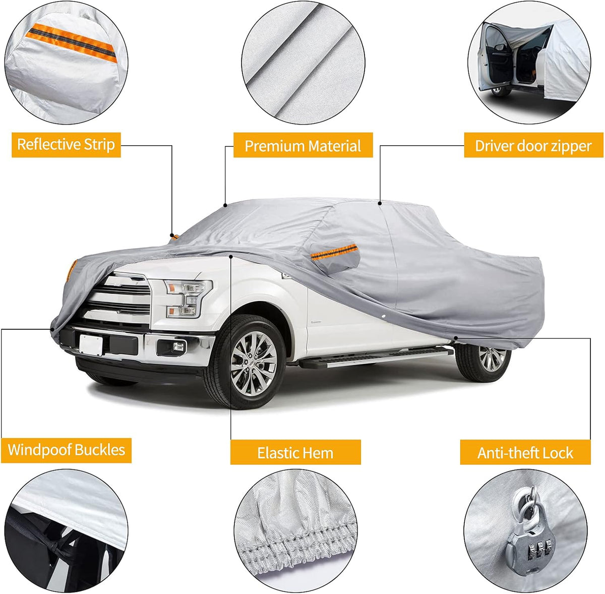 Waterproof Car Cover for Ford F150 Super Crew Cab, Pack of 2 C1149