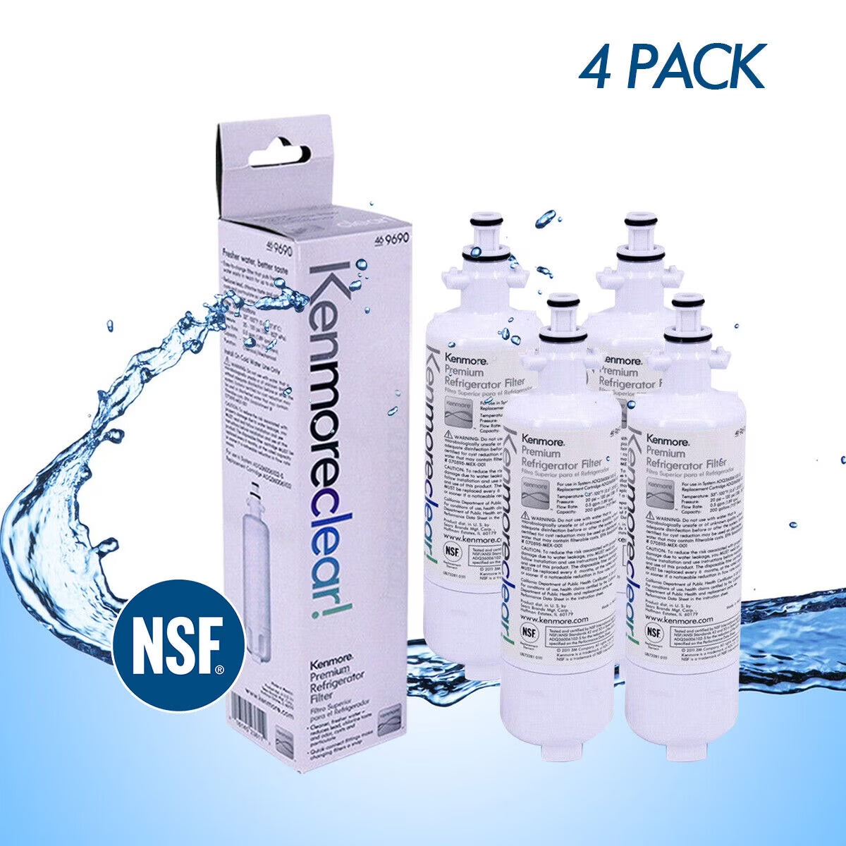 4 Pack Refrigerator Water Filter D148392