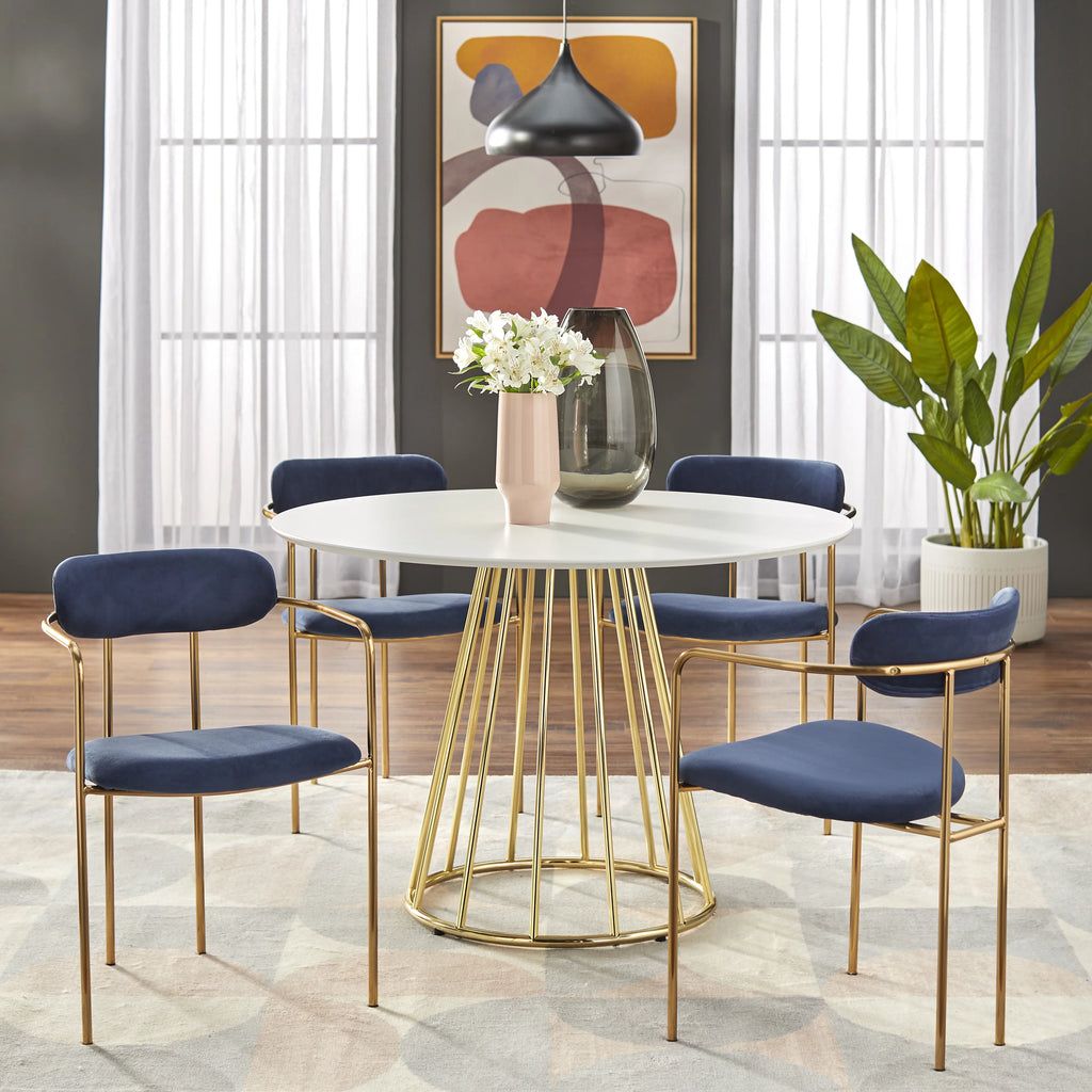 White/Gold Round Metal Dining Table W173