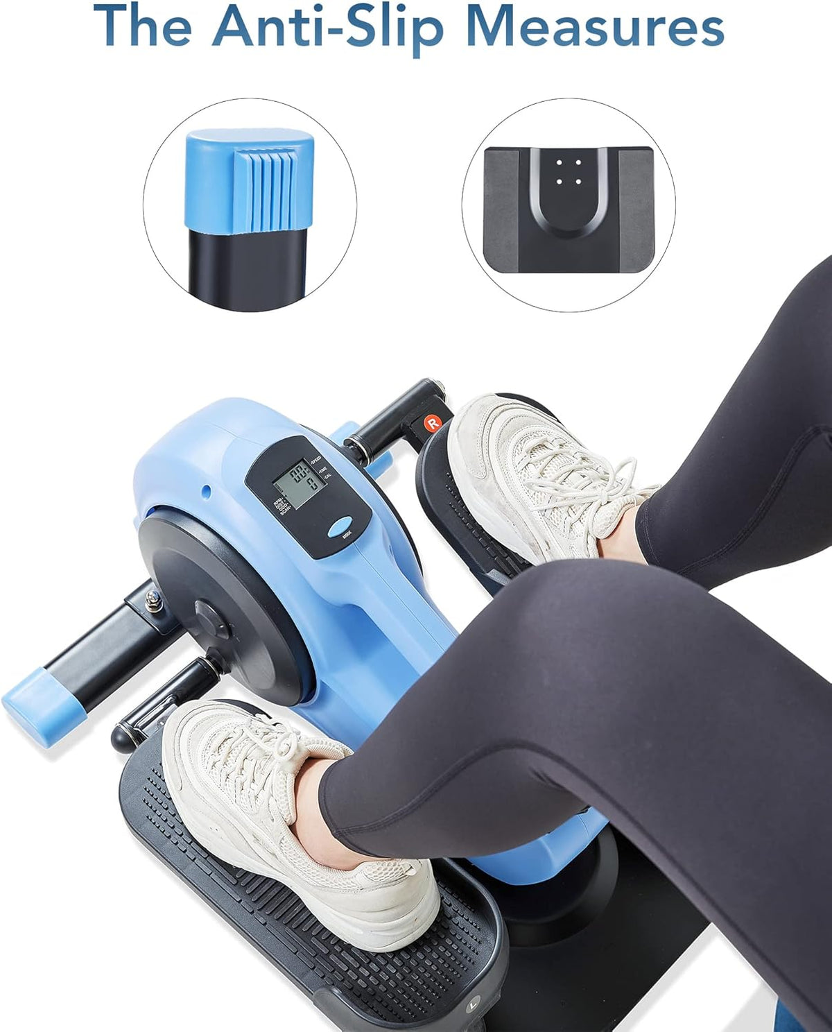 Under Desk Elliptical Pedal Exerciser with 8 Levels Adjustable Magnetic Resistance and LCD Monitor U238